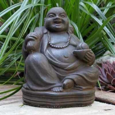 Cast Stone Cement Buddha of Good Fortune Concrete Outdoor Garden Statue   - Image 1 of 4