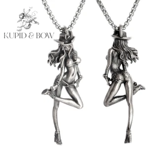 Cute Sexy Anime Hentaii Girl 3D CowBoy Figure Leg Raise Naked Pendant with Chain - Picture 1 of 4