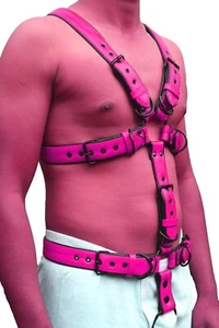 Herren Ledergeschirr Body Truhe Rüstungsschnalle verstellbar Leder Bulldoggengeschirr - Bild 1 von 18