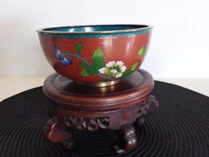   Antique Chinese Export Cloisonne Floral Enamel Bowl 1900-1940 - Picture 1 of 6