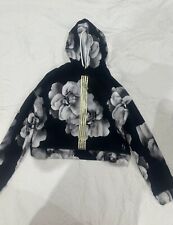 black, white and gold pavement crop hoodie