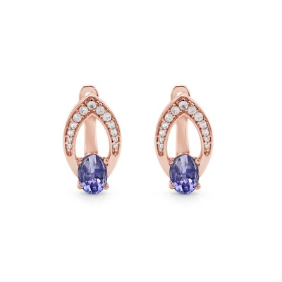 Tansanit Edelstein Ohrstecker Rosevergoldet 925 Silber Clip-On Schmuck NEU - Bild 1 von 3