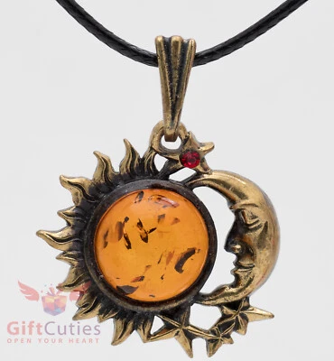 Colgante Latón Ámbar de Sol y Luna o Collar Talismán Día y Noche IronWork Foto 1 de 4