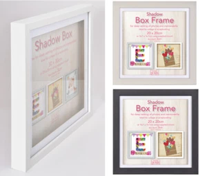 Black Grey or White Shadow Box Frame Deep 3D Box Display Picture Frames 5 Sizes - Picture 1 of 32