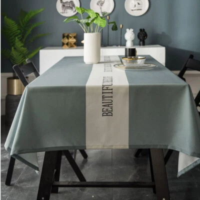 Tablecloth Print Waterproof Polyester Kitchen Dining Table Cover Room Home Decor - Image 1 of 4