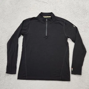 Smartwool Shirt Mens Medium Black Classic All Season Merino Base Layer 1/4 Zip - Picture 1 of 12