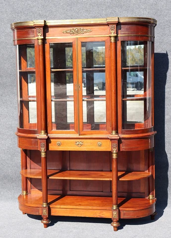 Best 19th C Bronze Mounted French Directoire China Cabinet Breakfront Vitrine Cover