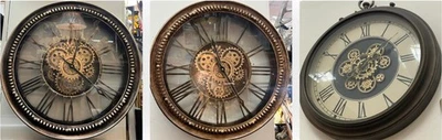 Black,rustic,Bronze Wall Clock with Moving Cogs and Roman Numerals Vintage Style - Image 1 of 4