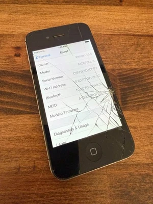 Apple iPhone 4 - 16GB - Verizon - Cracked Screen - Broken Lock Button - Image 1 of 3