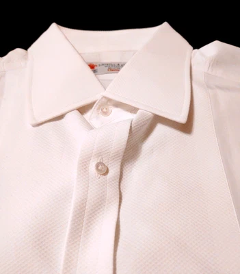 TURNBULL & ASSER  100% Cotton White TUXEDO SHIRT Size 44 17 1/2 36 FRENCH CUFFS - Image 1 of 4