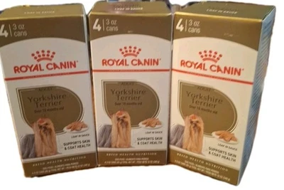 12 3oz Can ROYAL CANIN Yorkie Yorkshire Wet Loaf Sauce Skin & Coat Health food  - Image 1 of 4
