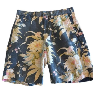 Polo Ralph Lauren Shorts Mens Chino Floral Beach Hawaiian Linen Cotton Size 30 - Picture 1 of 13