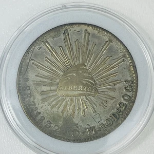 1832 Mexicano 8 Reales .903 Plata República Temprana Águila Gorra Rayos Libertad - Imagen 1 de 6