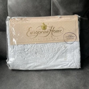 1980s European Home Full Dust Ruffle “Queen Anne” White Crochet 54”x76” Bedding - Picture 1 of 10