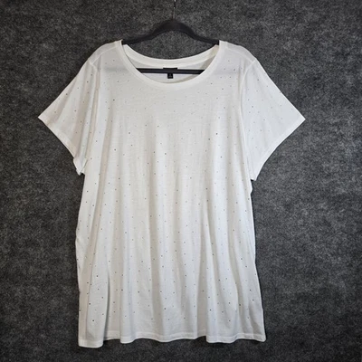 Torrid T Shirt Womens 3X White Sparkle Rhinestones Short Sleeve Glam - Image 1 of 4