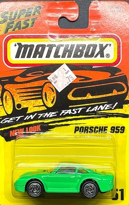 Vintage 1986 Matchbox #51 Verde Porsche 959-SELADO NO CARTÃO - Imagem 1 de 2