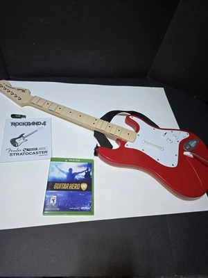 Rock Band 4 Fender Stratocaster Harmonix 91161  Red Guitar Xbox One Works - Image 1 of 4