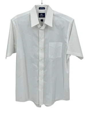 Stafford Shirt Mens 16 White Wrinkle Free Broadcloth Short Sleeve Button Up Work - Image 1 of 4