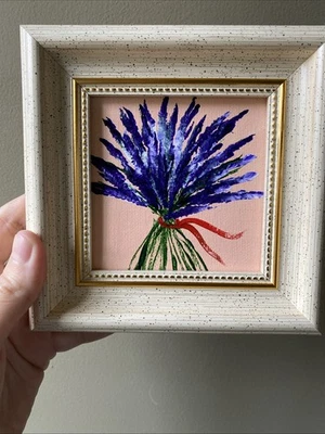 Flores de lavanda, pintura acrílica original sobre panel de lienzo, 4/4 enmarcado Foto 1 de 4