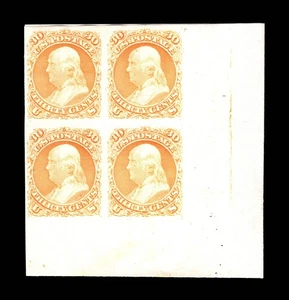 MOMEN: US #71P3 BLOCK OF 4 PLATE PROOF ON INDIA MOUNTED ON CARD VF+ LOT #95016 - Picture 1 of 2