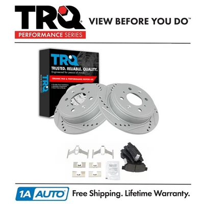 Kit trasero ranurado perforado rendimiento cerámico pastillas freno rotor TRQ para Honda Foto 1 de 4