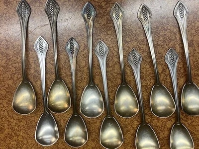 Set of 11 WMF "Wheat Spike" 5" Ice Cream Spoons Silver Plated - Image 1 of 4