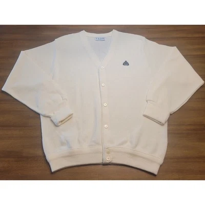 🧶 Suéter Cárdigan IZOD Años 90 Grandpa Core De Colección - XL - Tejido Marfil - Hecho en EE. UU. Foto 1 de 4