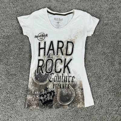 Hard Rock Cafe Shirt Womens XS Juniors Atlanta Couture Double Sided Studded - Image 1 of 4