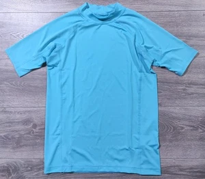 Lands End Rash Guard Boys X-Large 14-16 Blue Short Sleeve Swim Shirt Kids - Picture 1 of 6