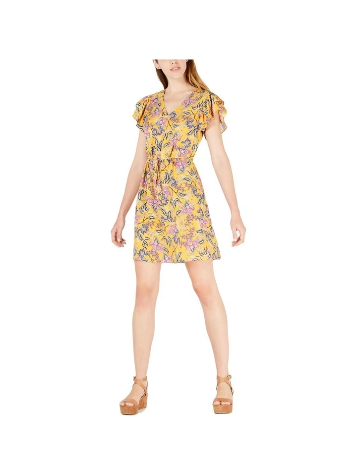 Maison Jules Dress V Neck Flutter Sleeve Paisley Gold Yellow Sz M NEW NWT 394 - Image 1 of 1