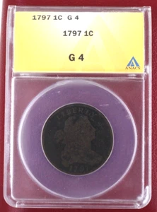 1797 Draped Bust US Large Cent Coin ANACS Graded G 4 - Picture 1 of 5