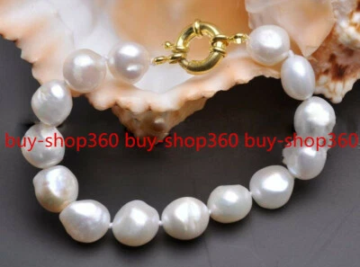 Genuine 8-9mm Natural White Baroque Freshwater Cultured Pearl Bracelet 7.5'' - Image 1 of 4