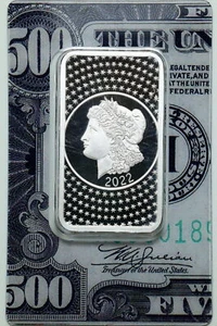 2022 Pamp Suisse Morgan 50g .999 Silver Bar in $500 Design Assay Card - Picture 1 of 2