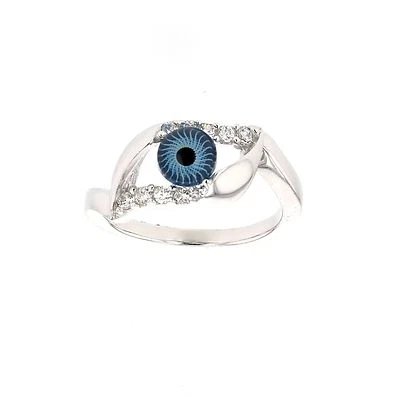 Silver & CZ Evil Eye Ring - Image 1 of 3