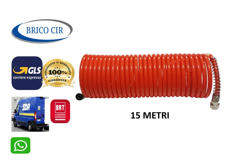 PROLUNGA TUBO ARIA COMPRESSA SPIRALE 15 METRI CON ATTACCHI RAPIDI COMPRESSORE - Immagine 1 di 2