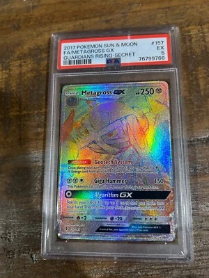 POKEMON 2017 Sun & Moon Guardians Rising Full Art METAGROSS GX #157 PSA 5 - Image 1 of 2