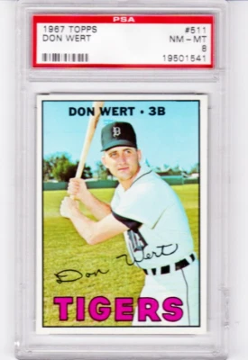 1967 TOPPS #511 DON WERT PSA 8 NM-MT DETROIT TIGERS - Image 1 of 2