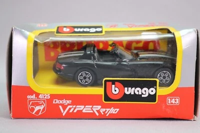 LL1799 BURAGO 4125 1/43 1:43 Voiture Dodge Viper RT/10 cabriolet noir - Photo 1/4