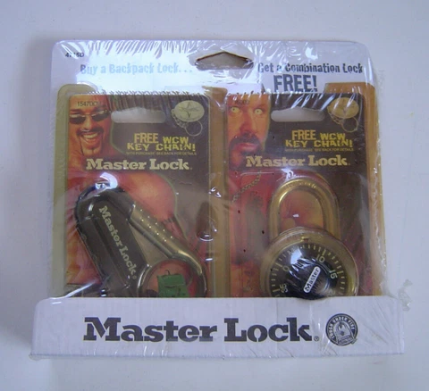 Vintage Master Lock Buff Bagwell WCW Keychain Offer 2000 NOS Sealed Cover