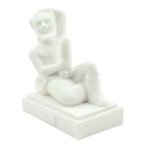 Statue griechische Mythologie Satyr Alabaster weiß 4,4" - 11 cm Gussmarmor Faun Pfanne - Bild 1 von 9