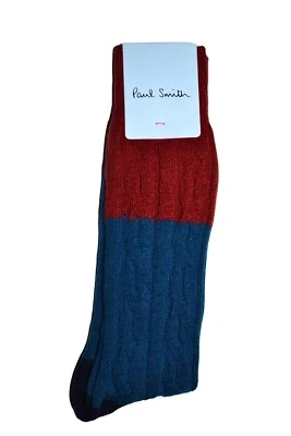 Paul Smith Mainline Mens Block Ocean Blue Albert Cable Socks Brand New - Image 1 of 3