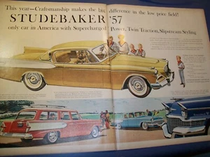 1957 Studebaker Golden Hawk Broadmoor Station Wagon President lrg-mag 2pg car ad - Picture 1 of 1