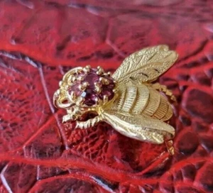 14kt Gold & Ruby Bee Pin Brooch, Vintage marked 585, Great Condition! - Picture 1 of 15