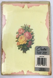 Carlton Cards & Envelopes Embossed Roses 7.5 X 5" Pink Green White Gold Set of 8 - Picture 1 of 11