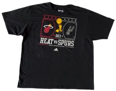Adidas 2013 NBA Finals Spurs VS Heat Black T-Shirt Size 2X The Go To Tee Cotton  - Изображение 1 из 4