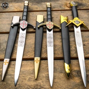 15.5" Dark Knight Celtic Cross Medieval Fixed Blade Short Sword Knife Dagger - Picture 1 of 11
