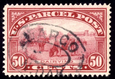 US Q10 50c Parcel Post 1913 Dairying PSAG grade 95 used - Image 1 of 3