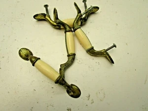 Hickory Patina Faux Ivory Antique Three 3 Inch Brass Drawer Cabinet Pull - Picture 1 of 4