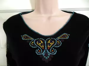 Schwarzes Boho Hippie Top der Marke Self Esteem türkis & gelb Paisleymuster Gr. S - Bild 1 von 10