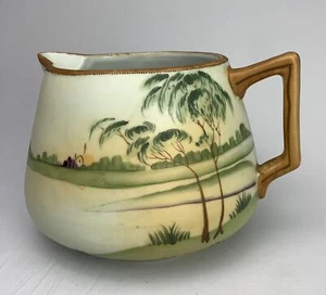 Vintage Antique Nippon Pitcher Hand Painted Art Deco Trees 6” - Picture 1 of 10